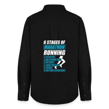 6 Stages of Marathon lustiges Lauf Joggen Läufer - Frauen Oxford Hemd - Schwarz - Hinten - AI Model Female 172 light (172cm)