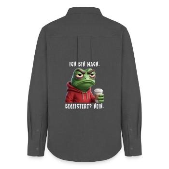 Tired frog saying I'm awake, excited? No - Women's Oxford Shirt - anthracite - Back - AI Model Female 172 light (172cm)