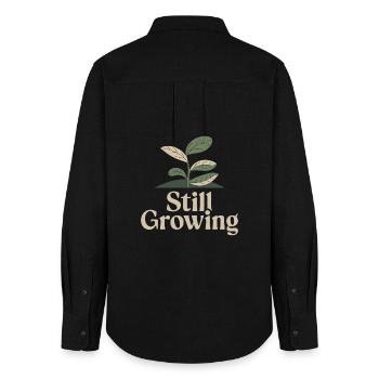 Still Growing – Vintage Plant - Women's Oxford Shirt - black - Back - AI Model Female 172 light (172cm)