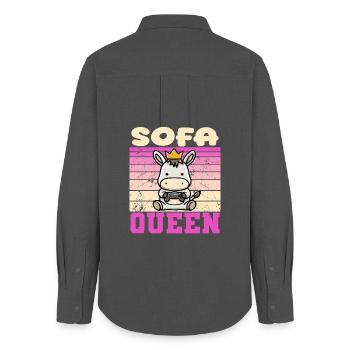 Sofa Queen gaming donkey - Women's Oxford Shirt - anthracite - Back - AI Model Female 172 light (172cm)