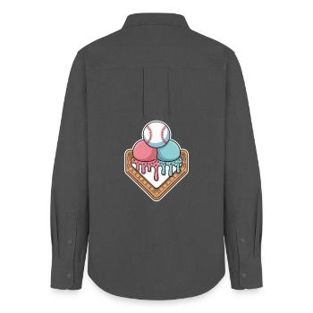 Baseball Eiscreme Home Plate Sommerlaune - Frauen Oxford Hemd - Anthrazit - Hinten - AI Model Female 172 light (172cm)