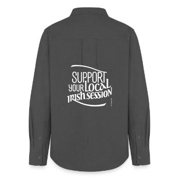 supportyourlocalirishsession2_BLANC - Women's Oxford Shirt - anthracite - Back - AI Model Female 172 light (172cm)