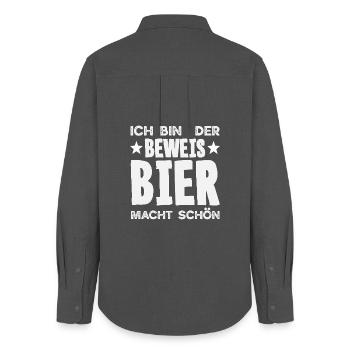 I'm the proof - beer makes you beautiful - Women's Oxford Shirt - anthracite - Back - AI Model Female 172 light (172cm)
