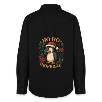 Ho Ho Horrible Drôle de T-shirt de Noël Pingouin - Chemise Oxford Femme - noir - Dos - AI Model Female 172 light (172cm)