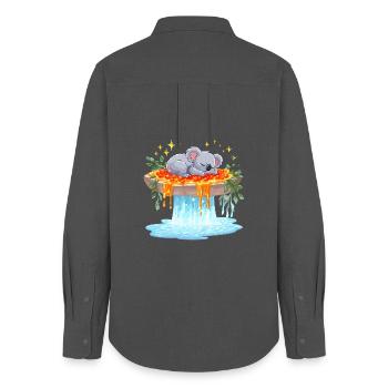 Koala Traum Lavafluss - Frauen Oxford Hemd - Anthrazit - Hinten - AI Model Female 172 light (172cm)