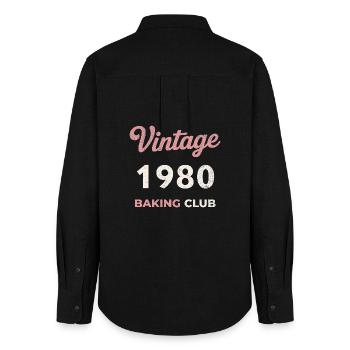 Vintage 1980 – Baking Club Retro Geburtsjahr - Frauen Oxford Hemd - Schwarz - Hinten - AI Model Female 172 light (172cm)