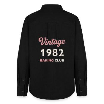 Vintage 1982 – Baking Club Retro Geburtsjahr - Frauen Oxford Hemd - Schwarz - Hinten - AI Model Female 172 light (172cm)