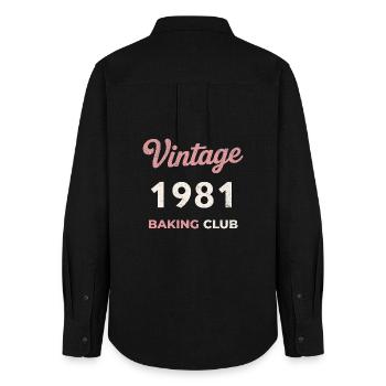 Vintage 1981 – Baking Club Retro Geburtsjahr - Frauen Oxford Hemd - Schwarz - Hinten - AI Model Female 172 light (172cm)
