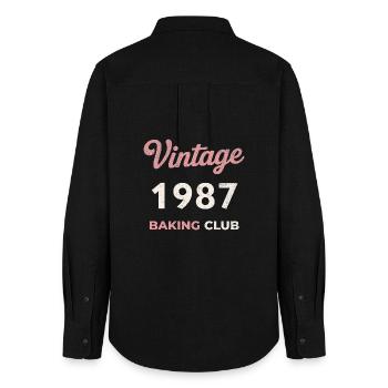Vintage 1987 – Baking Club Retro Geburtsjahr - Frauen Oxford Hemd - Schwarz - Hinten - AI Model Female 172 light (172cm)