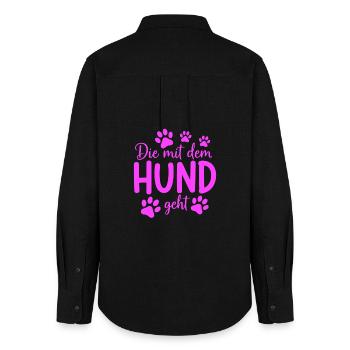 Aller se promener avec le chien en disant - Chemise Oxford Femme - noir - Dos - AI Model Female 172 light (172cm)