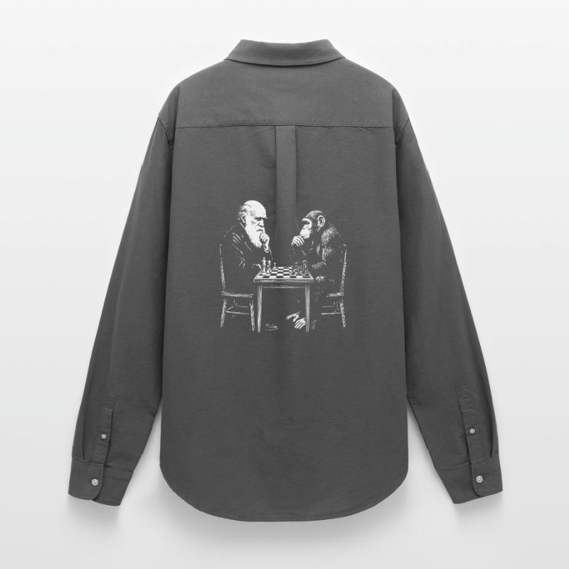 Darwin joue aux échecs avec un singe - Jeu d’évolution Chemise Oxford Femme