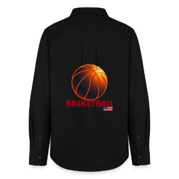 Orange Basketball Amerika - Frauen Oxford Hemd - Schwarz - Hinten - AI Model Female 172 light (172cm)