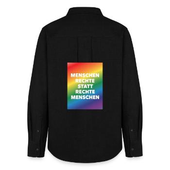 Human rights instead of hatred and agitation - Women's Oxford Shirt - black - Back - AI Model Female 172 light (172cm)