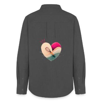 Heart with Crown - Baking - Women's Oxford Shirt - anthracite - Back - AI Model Female 172 light (172cm)