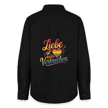  Liebe Ist Kein Verbrechen Regenbogen Herz LGBTQ - Frauen Oxford Hemd - Schwarz - Hinten - AI Model Female 172 light (172cm)