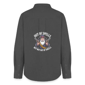 Out of Spells but not out of Shells - Cool Wizard  - Women's Oxford Shirt - anthracite - Back - AI Model Female 172 light (172cm)