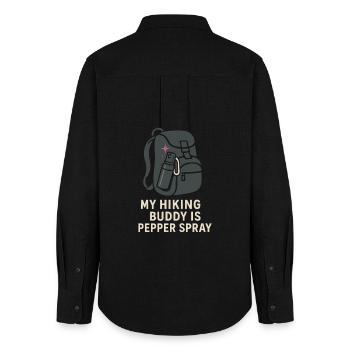 Women's solo hiker empowerment trail - Women's Oxford Shirt - black - Back - AI Model Female 172 light (172cm)