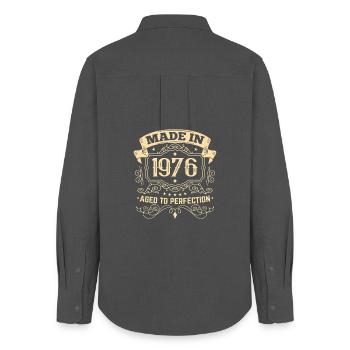 50th Birthday Men Women Vintage 1976 Vintage - Women's Oxford Shirt - anthracite - Back - AI Model Female 172 light (172cm)