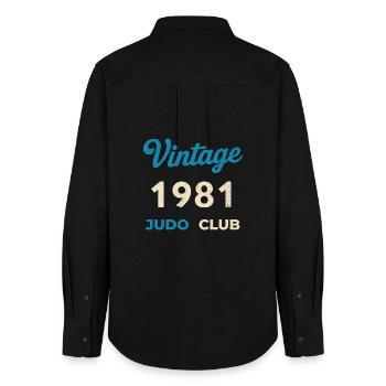 Cadeau rétro de l’année de naissance vintage 1981 du Judo Club - Chemise Oxford Femme - noir - Dos - AI Model Female 172 light (172cm)