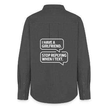 I Have A Girlfriend Stop Replying Anti Flirt Party - Women's Oxford Shirt - anthracite - Back - AI Model Female 172 light (172cm)