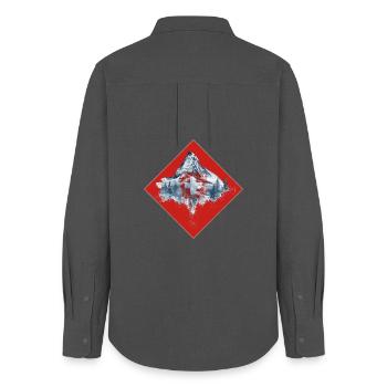 Schweiz-Swiss-Switzerland-Berge-Wintersport-Ski - Frauen Oxford Hemd - Anthrazit - Hinten - AI Model Female 172 light (172cm)