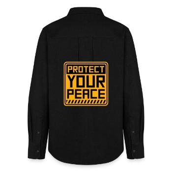 Protect Your Peace Mentale Gesundheit Achtsamkeit - Frauen Oxford Hemd - Schwarz - Hinten - AI Model Female 172 light (172cm)
