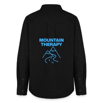 Mountain Therapy, Berge sind meine Thepie - Frauen Oxford Hemd - Schwarz - Hinten - AI Model Female 172 light (172cm)