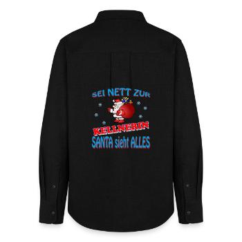 SANTA KELLNERIN - Frauen Oxford Hemd - Schwarz - Hinten - AI Model Female 172 light (172cm)