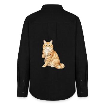 I Heart Dad Cat - Women's Oxford Shirt - black - Back - AI Model Female 172 light (172cm)