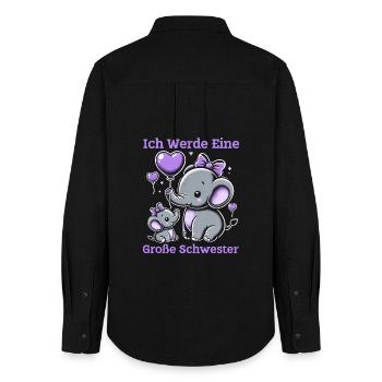 Big Sister Elephants Older Sibling - Women's Oxford Shirt - black - Back - AI Model Female 172 light (172cm)