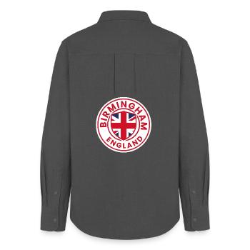Insigne du Birmingham England Shield - Chemise Oxford Femme - charbon - Dos - AI Model Female 172 light (172cm)