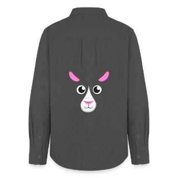 Cute Cartoon Guinea Pig Face Simple Minimalist Pet - Women's Oxford Shirt - anthracite - Back - AI Model Female 172 light (172cm)