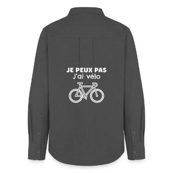 I can't I bike, cycling humor, funny - Women's Oxford Shirt - anthracite - Back - AI Model Female 172 light (172cm)
