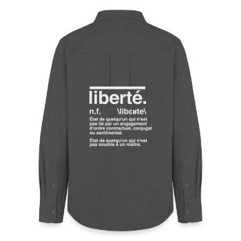 Liberté Définition Style Dictionnaire  - Chemise Oxford Femme - charbon - Dos - AI Model Female 172 light (172cm)