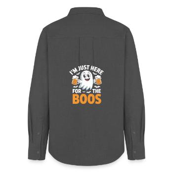 Je suis juste là pour les Boos - T-shirt drôle d’Halloween - Chemise Oxford Femme - charbon - Dos - AI Model Female 172 light (172cm)