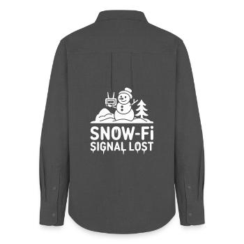 Snow Fi Signal Lost Funny Snowman Winter - Women's Oxford Shirt - anthracite - Back - AI Model Female 172 light (172cm)