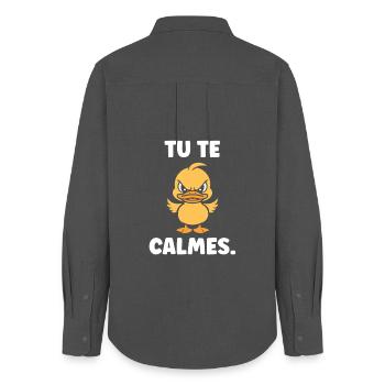 Angry Duck: Calm down - Women's Oxford Shirt - anthracite - Back - AI Model Female 172 light (172cm)