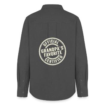 Favourite grandchild Official grandpa's favourite - Women's Oxford Shirt - anthracite - Back - AI Model Female 172 light (172cm)
