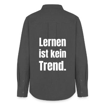 L’apprentissage n’est pas une tendance Erreur de frappe - Chemise Oxford Femme - charbon - Dos - AI Model Female 172 light (172cm)