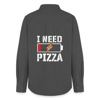 Ich brauche Pizza lustiges Essen Zitat Pizzaliebhaber - Frauen Oxford Hemd - Anthrazit - Hinten - AI Model Female 172 light (172cm)