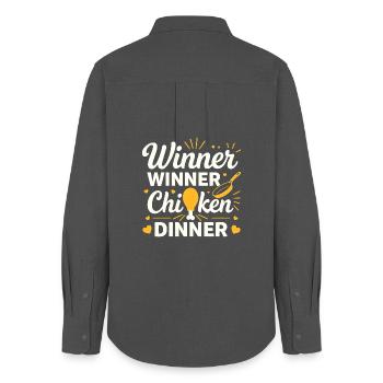 Winner Winner Chicken Dinner Tee - Women's Oxford Shirt - anthracite - Back - AI Model Female 172 light (172cm)