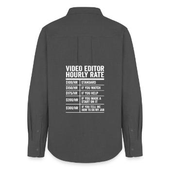 Video Editor Hourly Rate Funny Videographer Gift - Women's Oxford Shirt - anthracite - Back - AI Model Female 172 light (172cm)