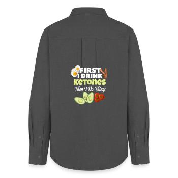 Ketones Keto Diet Avocado Eggs Bacon Healthy Art - Women's Oxford Shirt - anthracite - Back - AI Model Female 172 light (172cm)