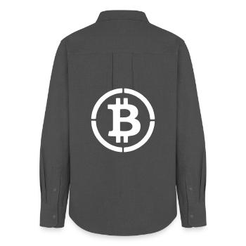Bitcoin Logo B Symbol Stencil Vector - Women's Oxford Shirt - anthracite - Back - AI Model Female 172 light (172cm)