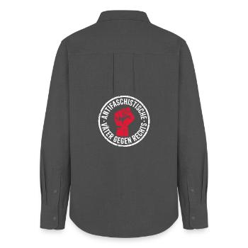 Anti-Fascist Fathers Against the Right - Cool Logo - Women's Oxford Shirt - anthracite - Back - AI Model Female 172 light (172cm)