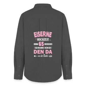 65 Years Relationship Anniversary Wedding Day Iron - Women's Oxford Shirt - anthracite - Back - AI Model Female 172 light (172cm)