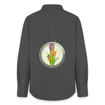 Delicate colorful crocuses in the spring circle - Women's Oxford Shirt - anthracite - Back - AI Model Female 172 light (172cm)