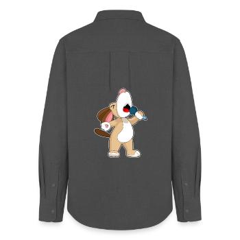 Chanteur de chien Chant au micro - Chemise Oxford Femme - charbon - Dos - AI Model Female 172 light (172cm)