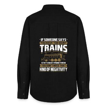 Funny Steam Train Hobbyist Negativity Quote Art - Frauen Oxford Hemd - Schwarz - Hinten - AI Model Female 172 light (172cm)