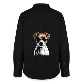 Jack Russell Terrier - Frauen Oxford Hemd - Schwarz - Hinten - AI Model Female 172 light (172cm)